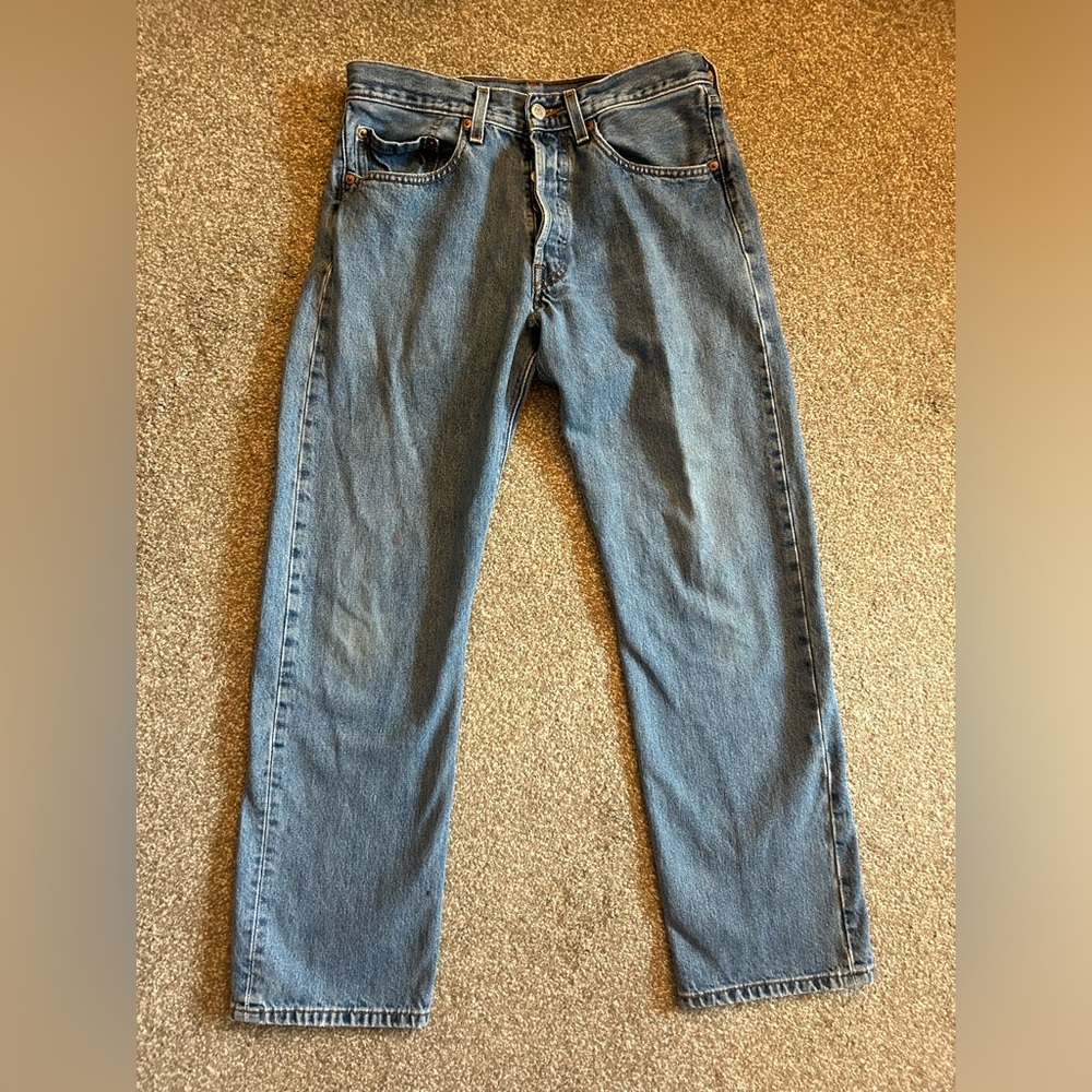 Levis 501XX Jeans 31x30 Mens 2007 Blue Straight Leg Denim Button Fly STAINS